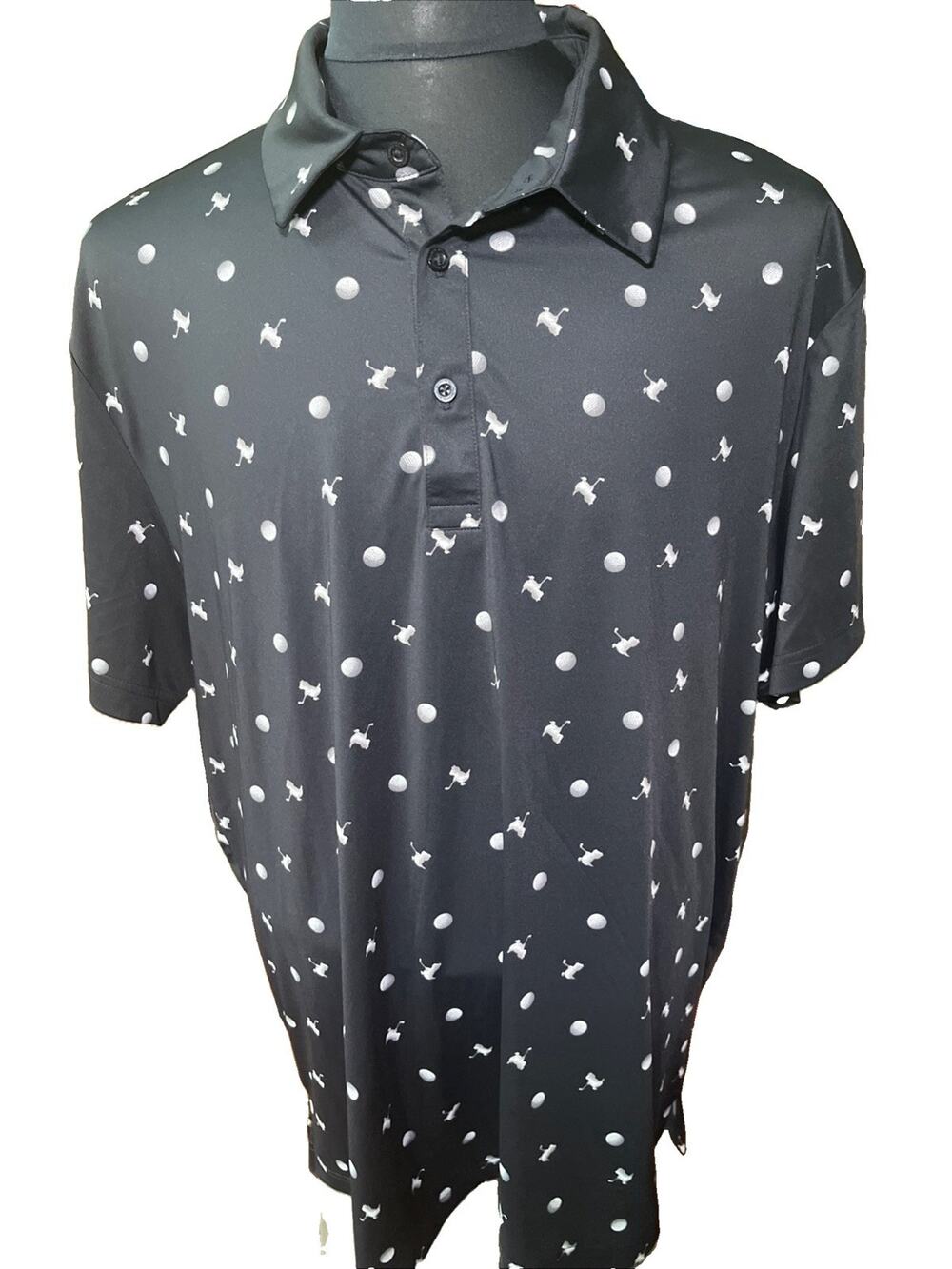 Birdie Bound Men’s Black Patterned Golf Polo NWT 2XL